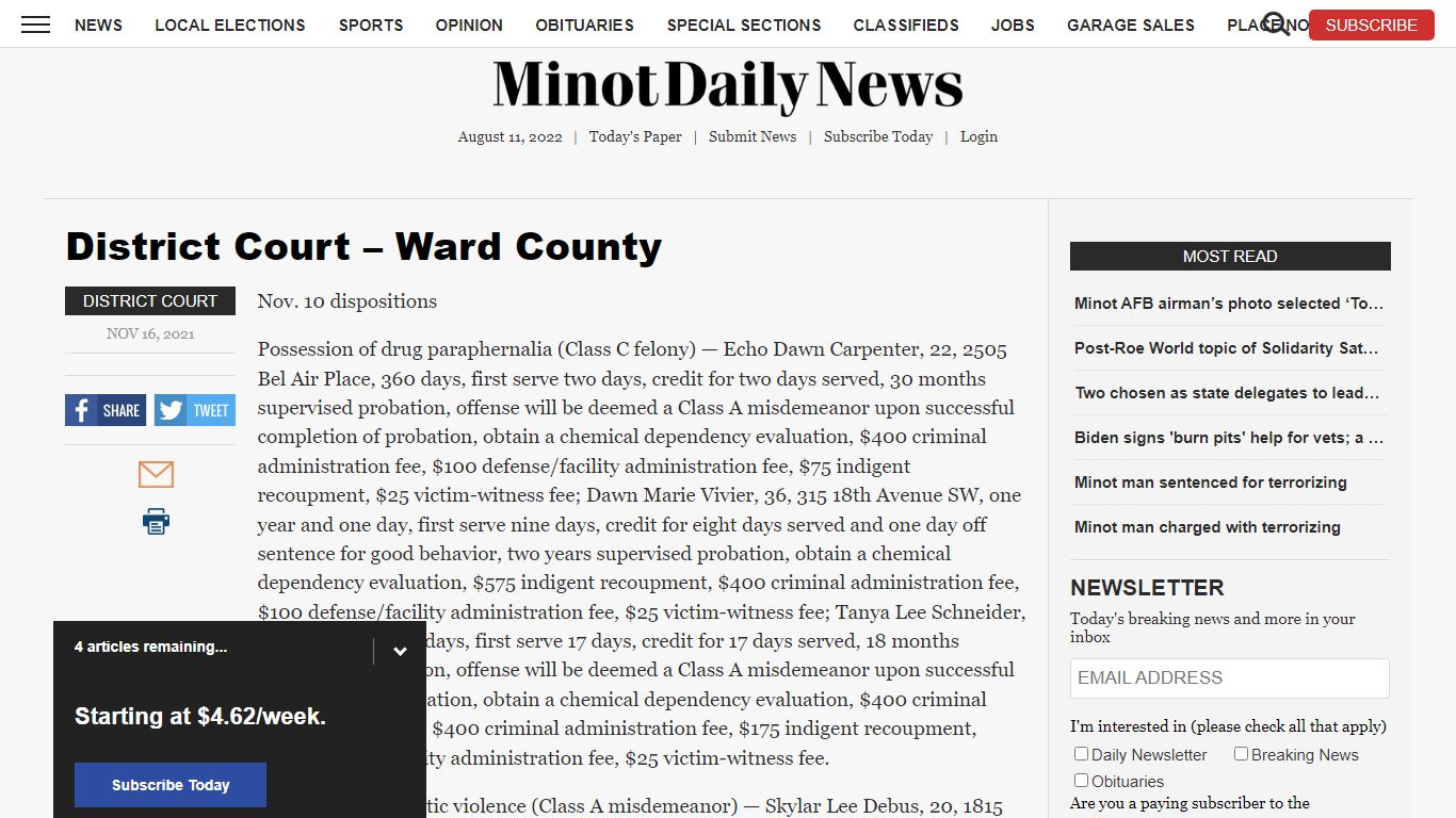 District Court – Ward County | News, Sports, Jobs - Minot ...